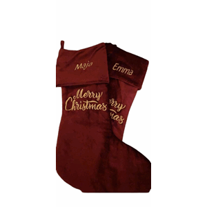 Julestrømpe m/brodert navn 45cm rød