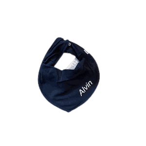 Smekke-bib m/trykt navn dark sapphire