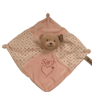 Koseklut Tinka bamse rosa 28x28cm m/navn