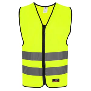 Refleksvest gul m/glidelås og navn
