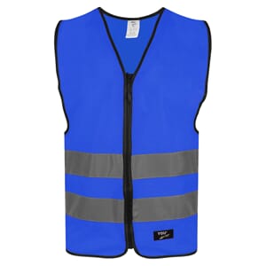 Refleksvest blå m/glidelås og navn