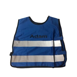 Refleksvest barn blå m/trykt navn