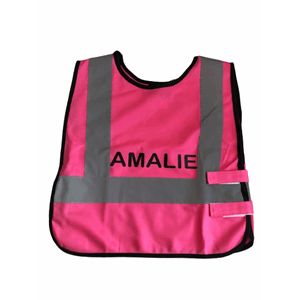 Refleksvest barn rosa  m/ trykt navn
