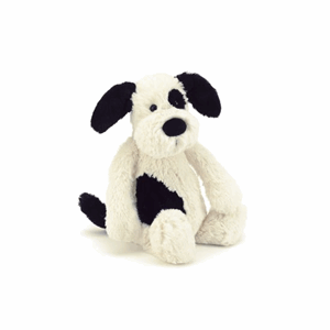 Jellycat hund 18cm black & cream
